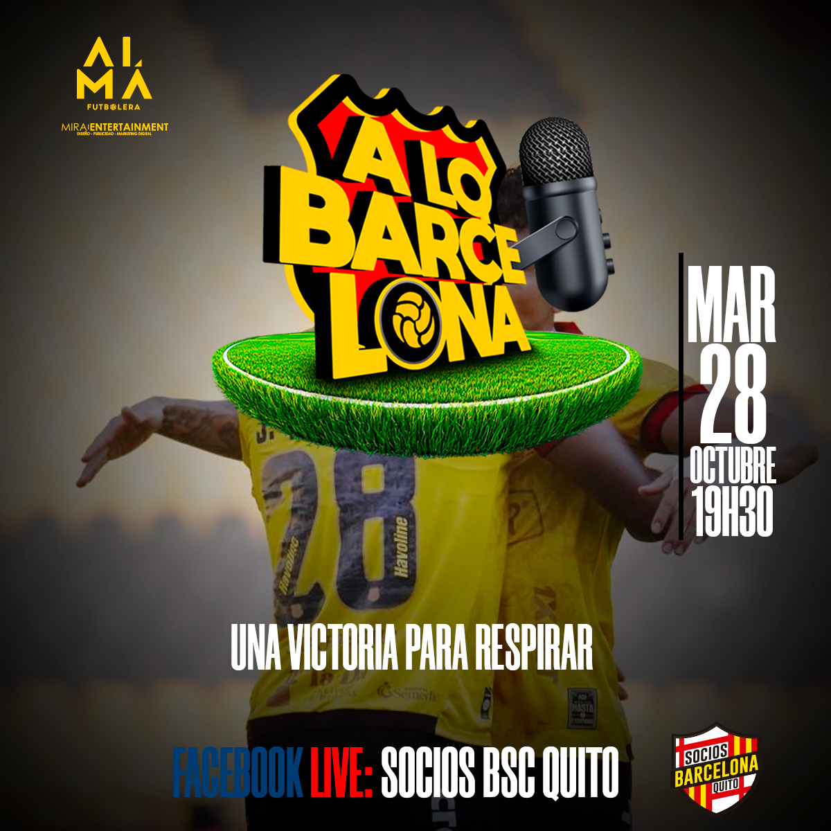⚽️Y por fin... una victoria en el Monumental
🎙️A lo Barcelona
🚨 HOY - 19:30H 🚨
📱 Facebook Live - Socios BSC Quito