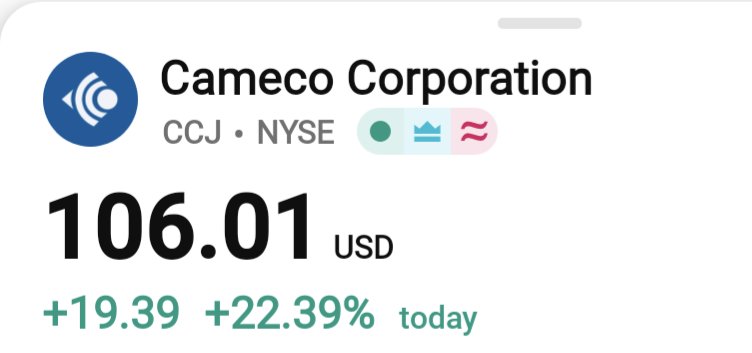Kaboom! 

Uranium flagship play Cameco doing what flagship plays are suppose to do.