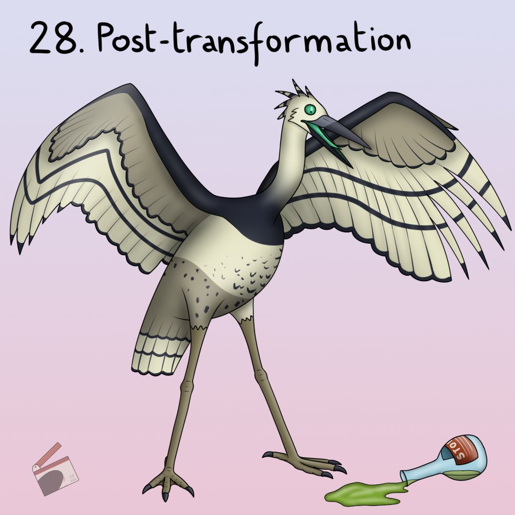 Storktober day 28 : post-transformation

<a href="/Gryphjoln/">Hjoln ⚫️⚪️💜</a> bought a flask of Stork Juice™ after seeing the ad but probably didn’t expect it to work immediately