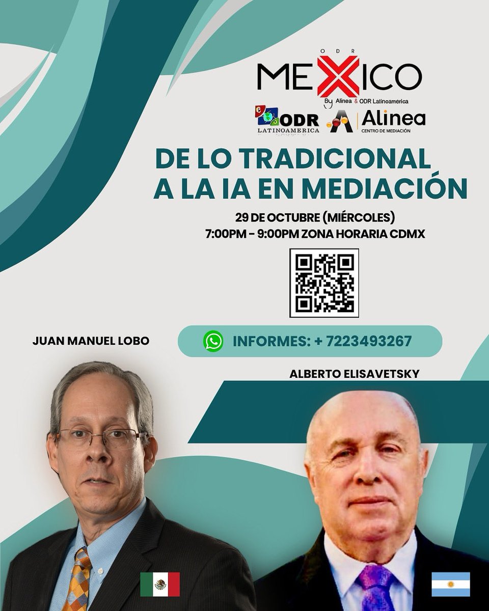 ‼️ATENTOS‼️
*Vía*: plataforma zoom
*Costo*: Donación mínima voluntaria de $150 pesos que será donado para apoyar programas de médiacion escolar

*Cupo limitado*
Regístrate en el código QR o al 722 249 3267 (WhatsApp)