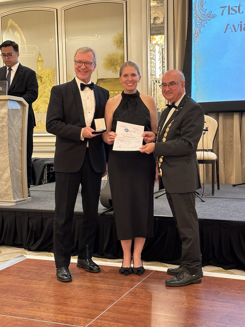 In Singapore today, Dr. Leigh Speicher was inducted as an Academician of IAASM during the 71st International Congress of Aviation and Space Medicine. Alum of our combined IM/Aerospace Medicine residency (2008–2012). Congratulations, Dr. Speicher.

<a href="/IAASM_ICASM/">IAASM ICASM Intl Academy of Aviation and Space Med</a> <a href="/utmbhealth/">UTMB Health</a>
