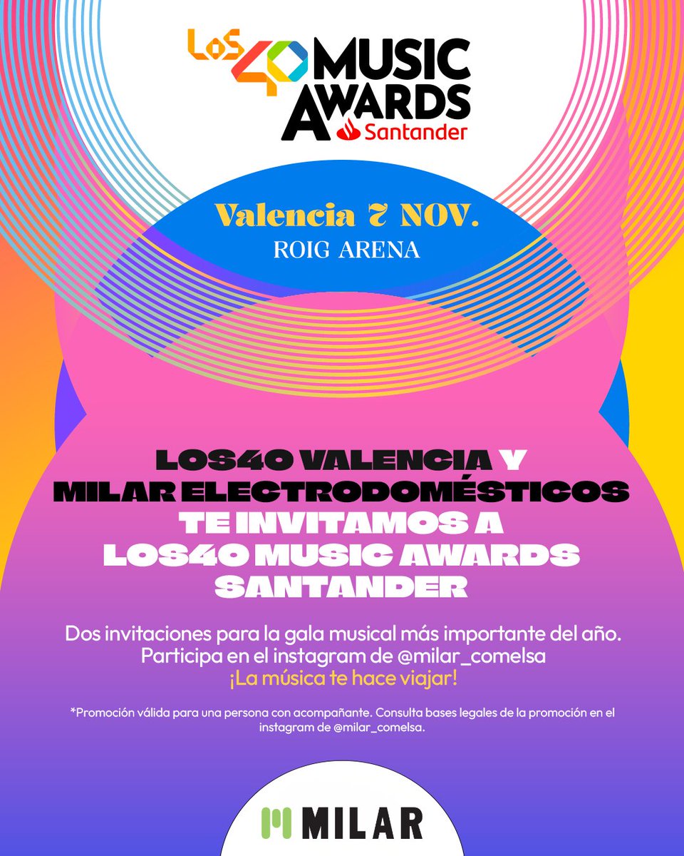 ¡SORTEO EN INSTAGRAM!😱 

Participar es muy fácil👇

Ve al post de Instagram y sigue todos los pasos: 
instagram.com/p/DQWpNa3CM_5/ 

#los40musicawards #Sorteo #milar #participa