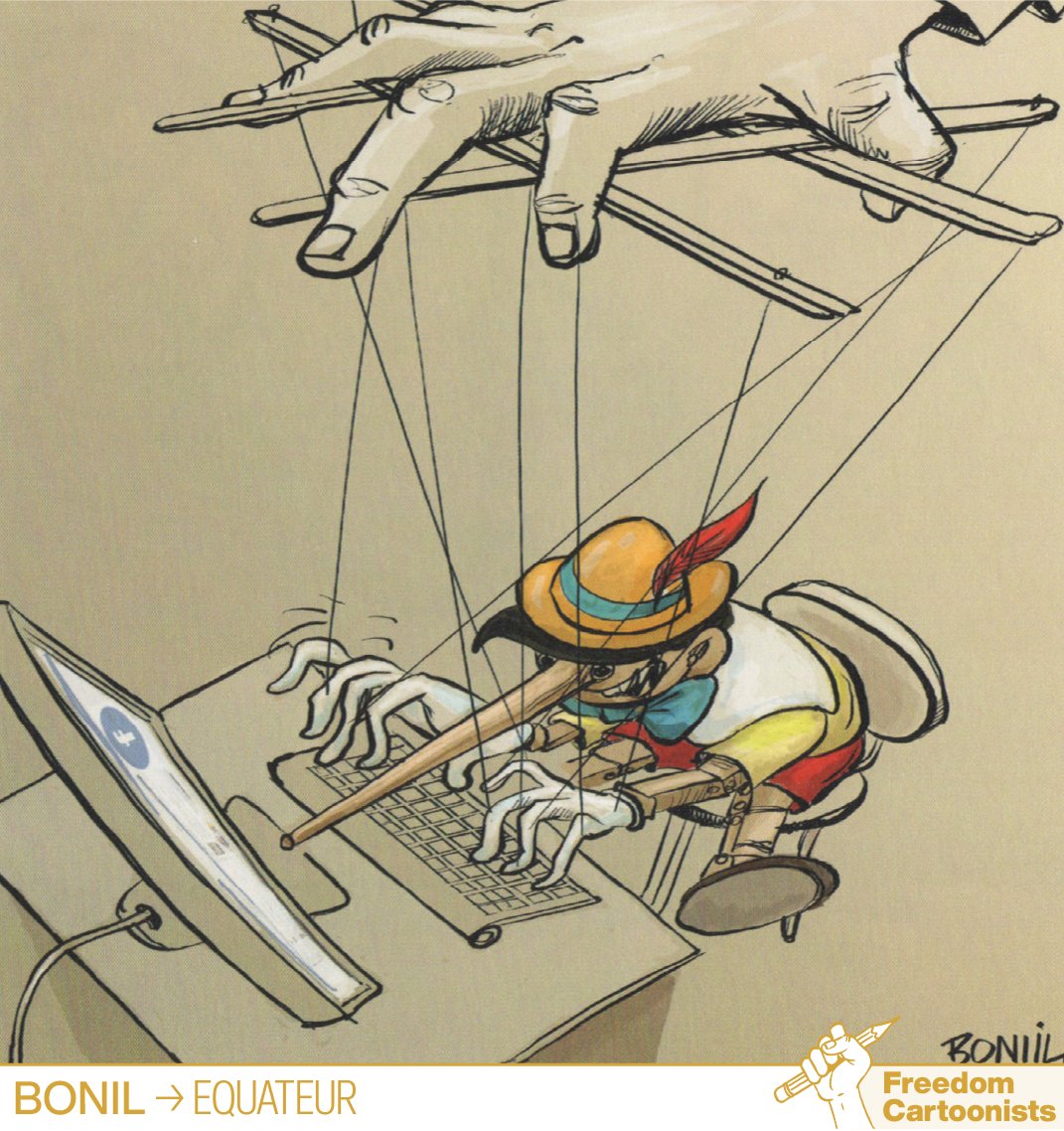 freedomcartoons's tweet photo. « Hé, regardez : tout ce que mon #IA a écrit à mon sujet, en utilisant mon code et sur mes propres #réseauxsociaux, est vrai ! » Elon Musk, probablement, 2025.

👉 https://t.co/Izf4Dfe18f
✍️ @bonilcaricatura 🇪🇨 Equator, for the 2018 Award booklet

#Musk #Grok #Wikipedia https://t.co/Hm7ot7h3Pn