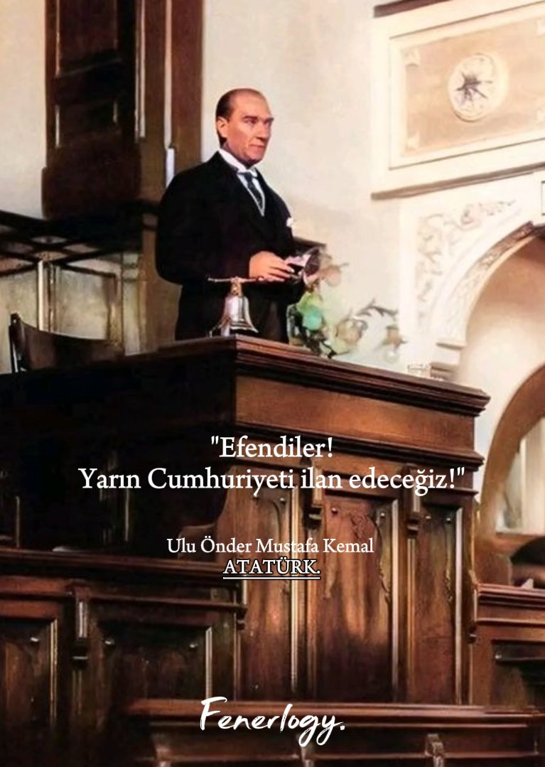 fenerlogy's tweet photo. Cumhuriyetimizin 102. yılını en içten şekilde kutluyoruz. Çok yaşa Atatürk! 🇹🇷 https://t.co/7m9hX9WVgi