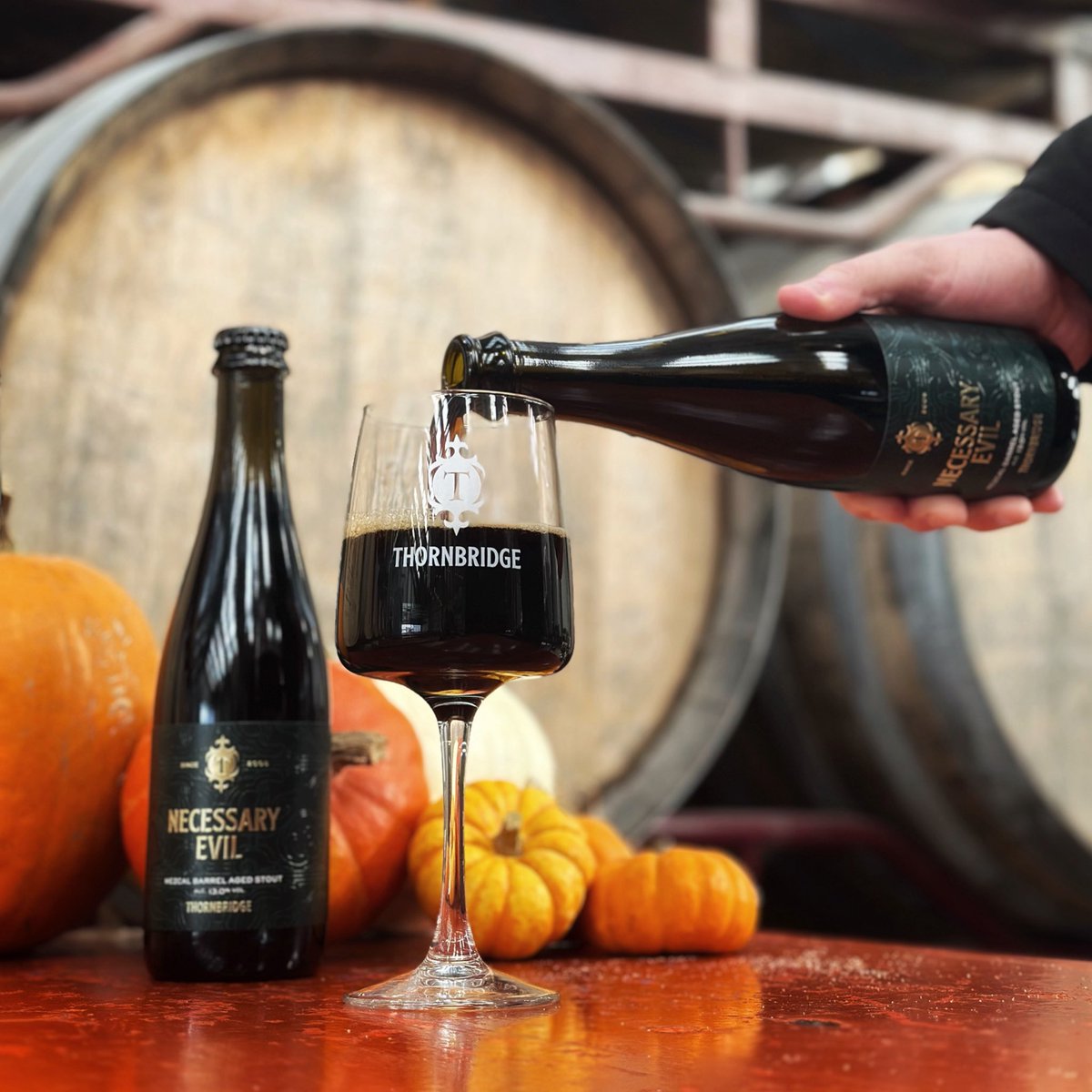 There’s a new Evil in town 🎃

Meet Necessary Evil Mezcal (13%) — rich chocolate, dark fruit &amp; liquorice meet smoky, earthy Mezcal with a spicy, warming finish. A beer to savour (and remember). 🍫🔥

Try it 🔗 thornbridgebrewery.co.uk/products/neces…