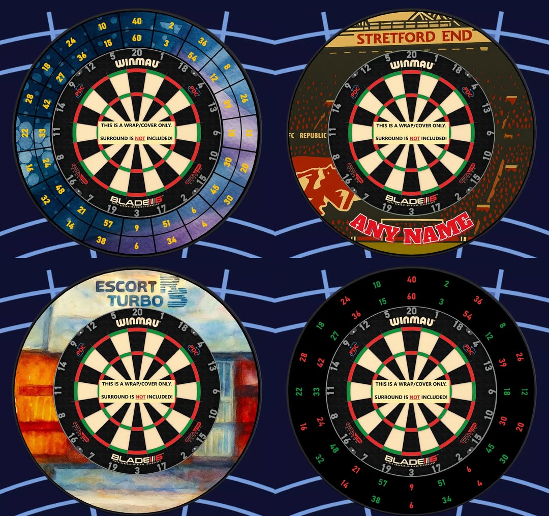 HTBREPAIRS's tweet image. SOME MORE RECENT FAVOURITES 😍  EASY TO FIT surround wraps/covers from just £22.99 for designs on File.  Whats your fancy? 🫣🫣
Hundreds sold with Excellent feedback lon ebay  🎯🎯 #darts #dartsnews #dartboard #dartlife #dartsfamily #pdc180 #pdc #dartfun #dartcommunity