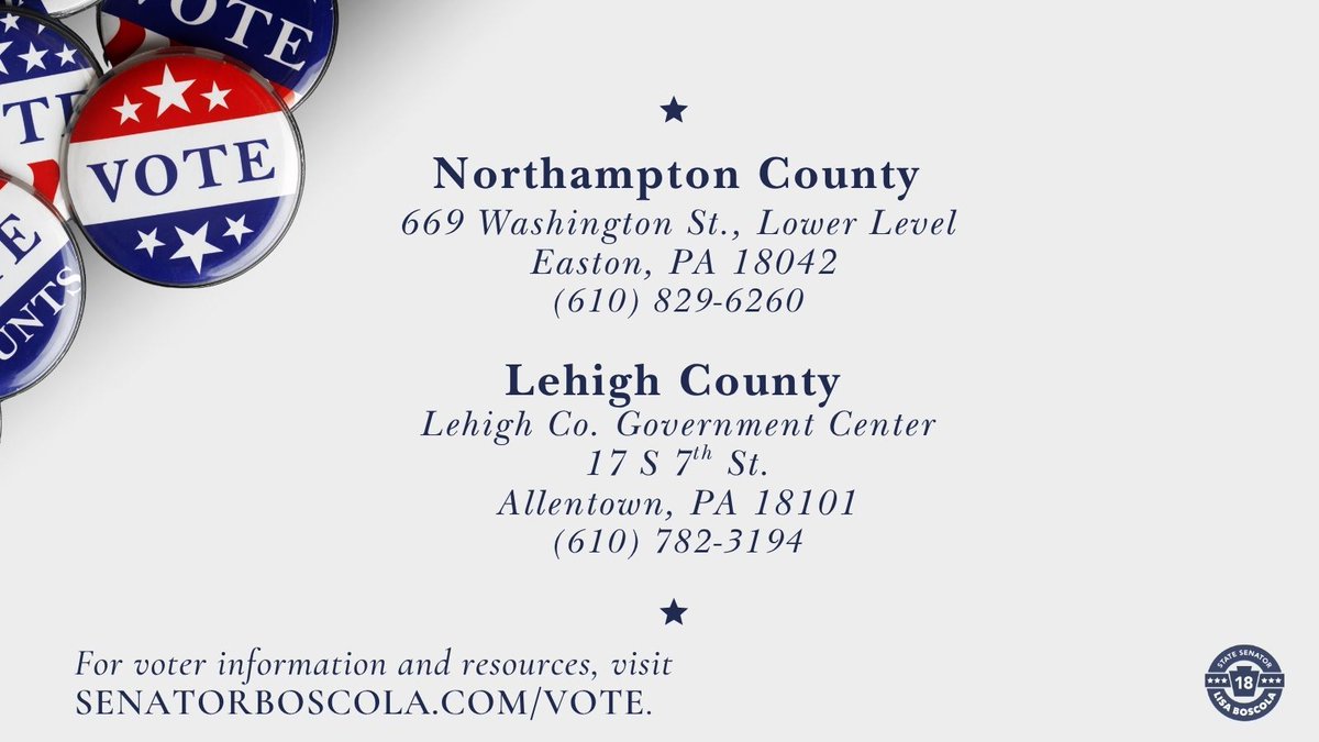 Today, Oct. 29th, is the last day to apply for a mail-in or absentee ballot in Pennsylvania for the upcoming election on November 4th! 🗳️☑️

Visit pavoterservices.pa.gov to apply online or apply at your county election office, applications must be received by 5 PM.