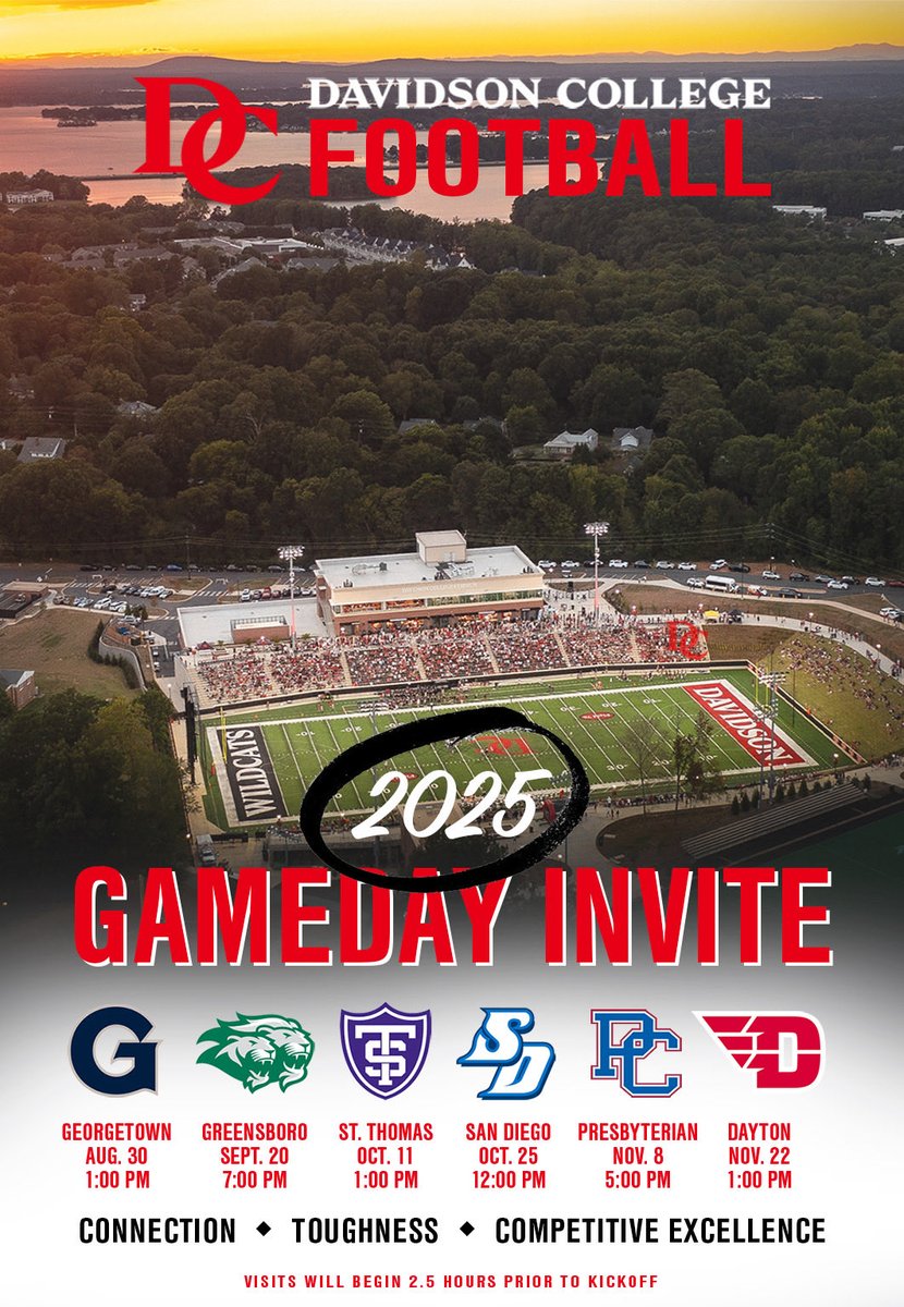 I will be at Davidson next weekend, Nov. 8! I’m excited to get on campus! 
<a href="/EdgewaterFB/">Edgewater Football</a> <a href="/coachpsb/">Patrick Browning</a> <a href="/DSGBCoachCam/">Coach Cam Gibson</a> <a href="/Coach_Wright7/">Tom Wright</a> <a href="/Coach_Thakkar/">Saj Thakkar</a> <a href="/CoachLukeJenks/">Luke Jenkins</a>