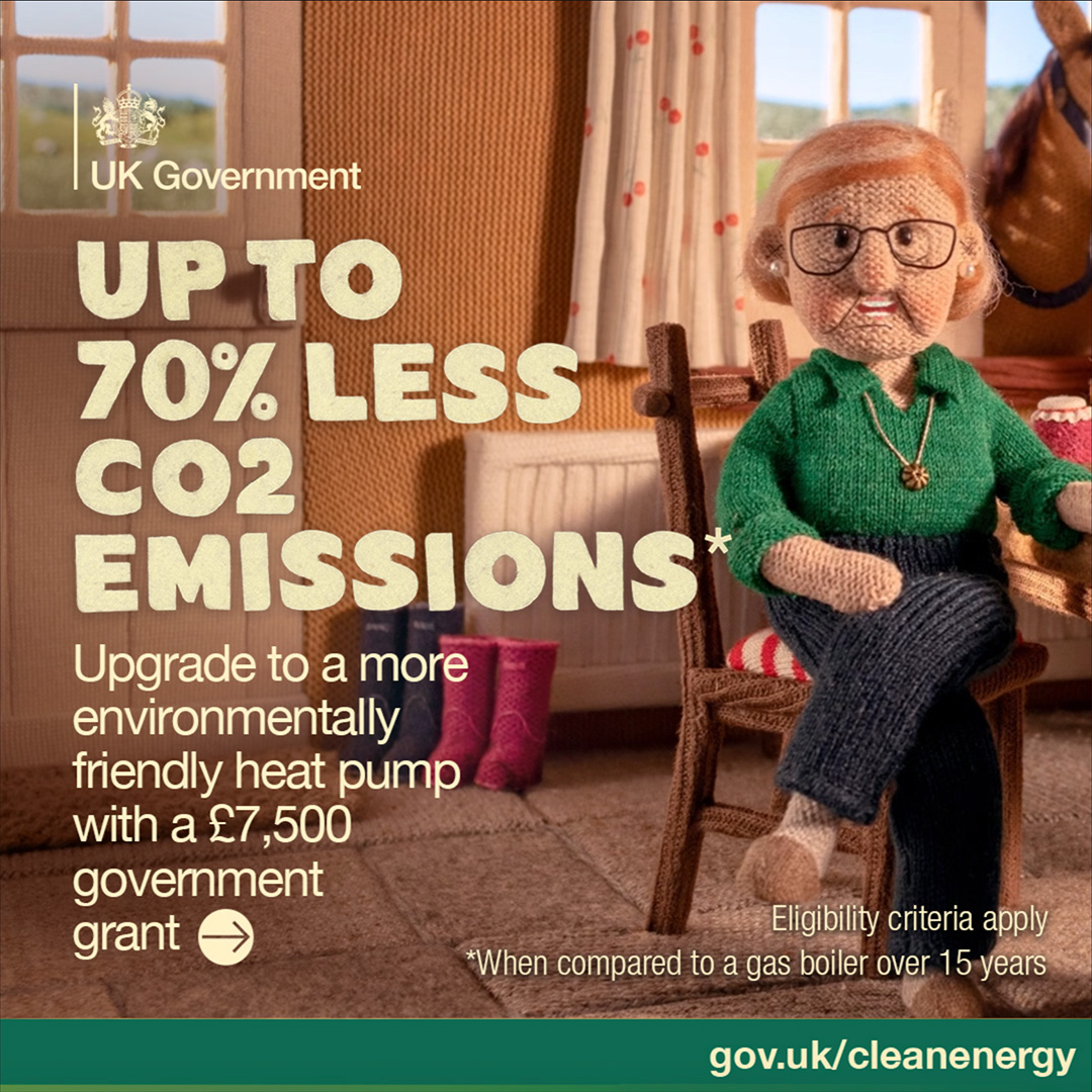 Heat pumps are three times more energy efficient than traditional boilers, meaning they’ll substantially reduce the carbon footprint of your home.

To find out more about heat pumps, go to: cleanenergy.campaign.gov.uk/heat-pump/
