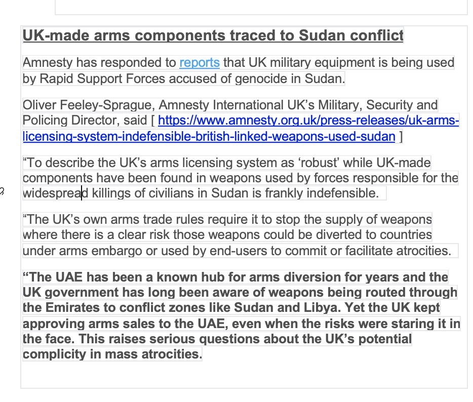 The world—especially the #UK and U#S—has long known full-well the role of #UAE in supporting the #RSF. In the case of the UK, there’s also clear evidence of a willingness to do military business with the #Emiratis—thus facilitating the #genocidal violence unfolding in El #Fasher.