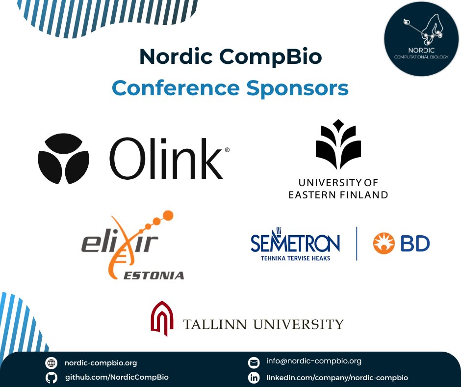 NordicCompBio's tweet image. 🙏A huge thank you to all our sponsors at #NordicCompBio2025 for generous support and partnership @ELIXIREstonia, @UniEastFinland, @OlinkProteomics, Tallinn University, Semetron AS &amp;amp; @BDandCo in making the conference an inspiring success💙#ComputationalBiology #Bioinformatics
