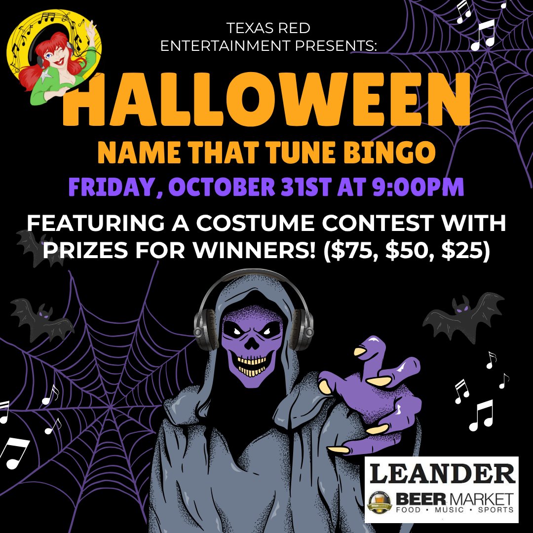 LeanderBeer's tweet image. This Halloween Friday at Leander Beer Market with Music Bingo, costume contest with prizes and gift cards for the 1st, 2nd and 3rd place, Halloween shots, our halloween special pizza, horror movies and so much more.