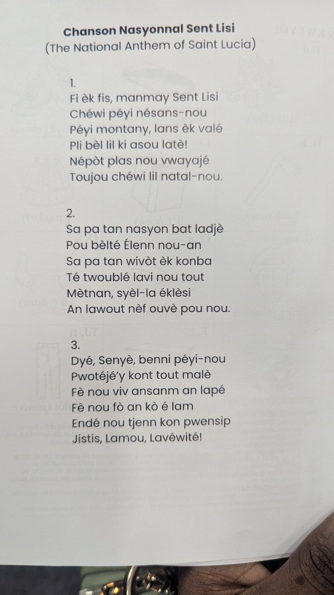 RhyesaJ's tweet photo. Jou Entennasyonnal pou Kwéyòl
Ès ou sav? Do you know ? 

Places in Saint Lucia in Kwéyòl 

The Kwéyòl Version of the National Anthem https://t.co/EIYey9lHfy