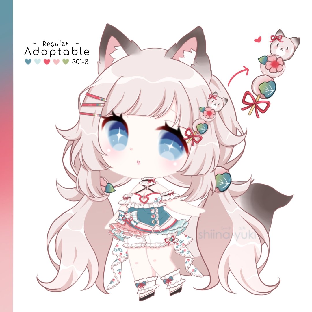 ShiinayukiShii's tweet photo. ❤️ RTs & likes much appreciated! 🥹
New chibi adopt~
Hanami Dango Kitty~ 🍡
Available on my kofi shop for $50!
Thank you for looking~
🌻 Base by @/Squishbear_art
#adoptables #cutegallery #hanamidango https://t.co/pqW7gcSvZv