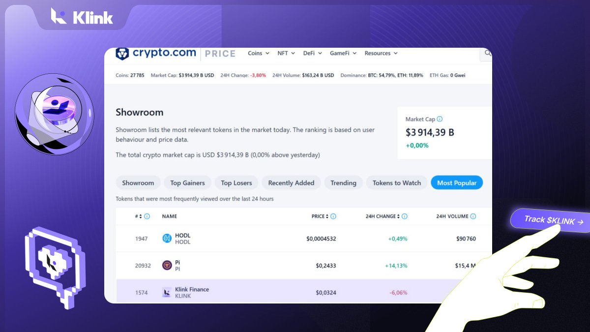 klinkrewards's tweet photo. $KLINK listed on @Cryptocom's Most Popular section 📈

🔥 Frequently viewed tokens over 24h.

Market attention across platforms. People are watching. Are you? 👀 https://t.co/4EMGVru2qO