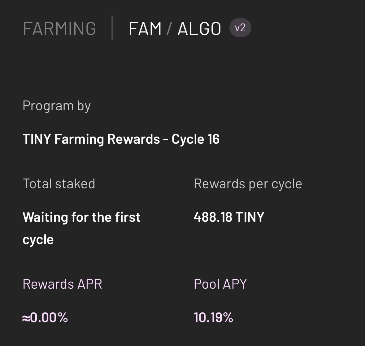 famversedotxyz's tweet photo. ๐ $FAM / $ALGO joins Tiny Farms โ Cycle 16!
Earn $TINY every 24h ๐พ
๐ 488.18 $TINY per cycle
๐ฅ Up to ~9.7% APR
Farm smart. Farm weird.
๐ https://t.co/ukauWlW2mV
#FAM #Algorand #TinyMan #DeFi #FamVerse https://t.co/5ampHyQZT7