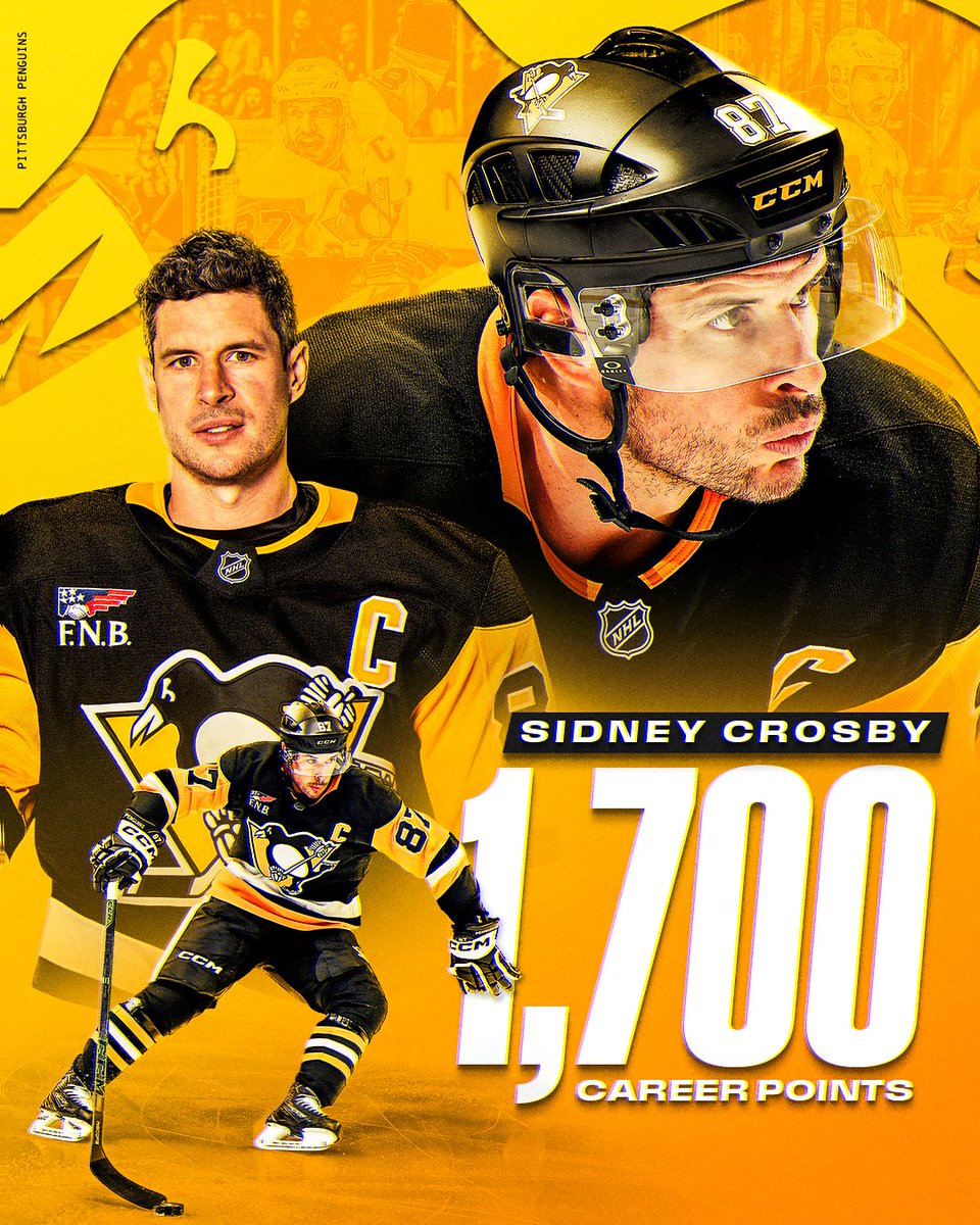 🏒Sidney Crosby kariyerinde 1700 puana ulaştı.