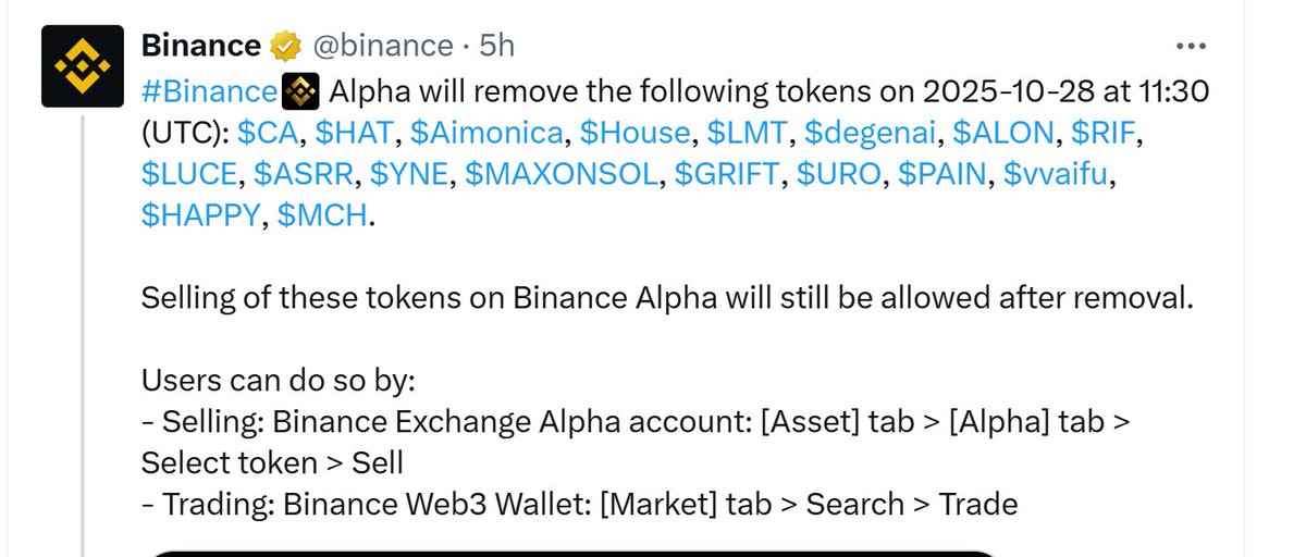 1) LIST ALL KIND OF SHITCOINS
2) DRAIN LIQUIDITY FROM USERS
3) DUMP EVERYTHING TO ZERO
4) DELIST THEM
5) "keep building"

#Binance