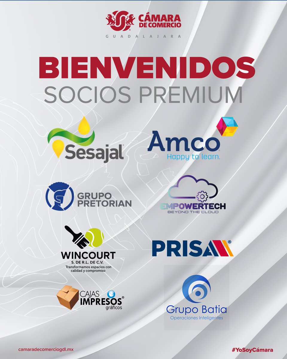 ¡Damos la más cordial bienvenida a nuestros nuevos Socios Premium!

En la Cámara de Comercio de Guadalajara, celebramos la llegada de empresas que fortalecen nuestra comunidad empresarial con innovación, compromiso y visión de crecimiento. 💼🤝

Gracias por confiar en nosotros