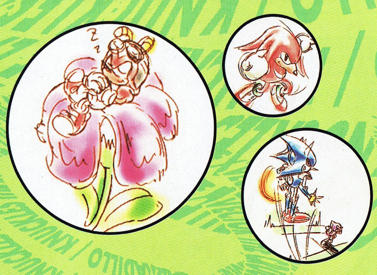 Sketch Artwork from the Japanese manual of 'Knuckles Chaotix' on the SEGA 32X.