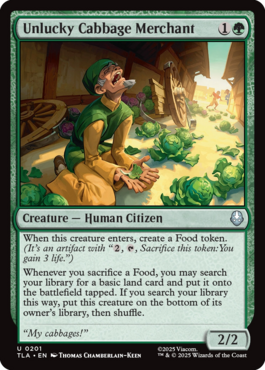 So saccing a few Food at once allows to ramp more than one land with only shuffling this away once. Neat! More previews at mtgpreviews.com/TLA

Source: bsky.app/profile/darkpa…