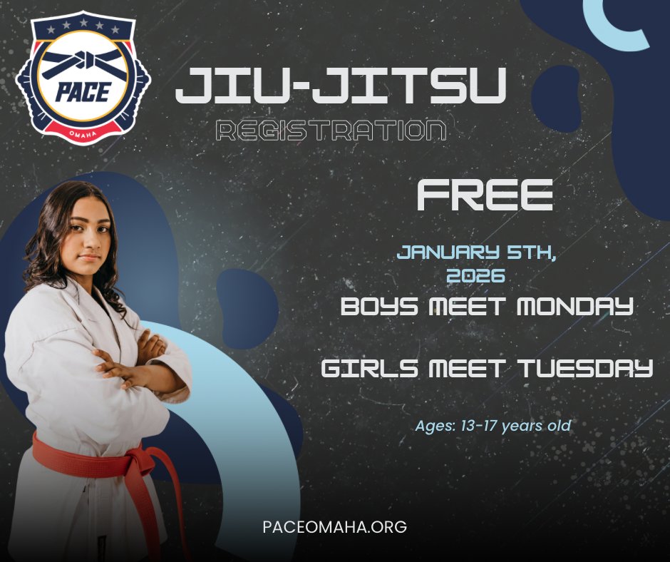 Kick off winter the right way! Free Jiu Jitsu classes. 
Sign up here: paceomaha.org/jiu-jitsu