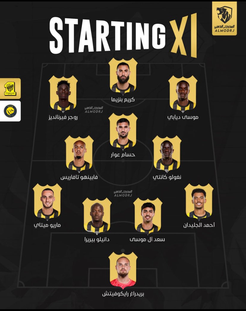 تشكيلة الاتحاد ضد النصر 🔥🔥🔥