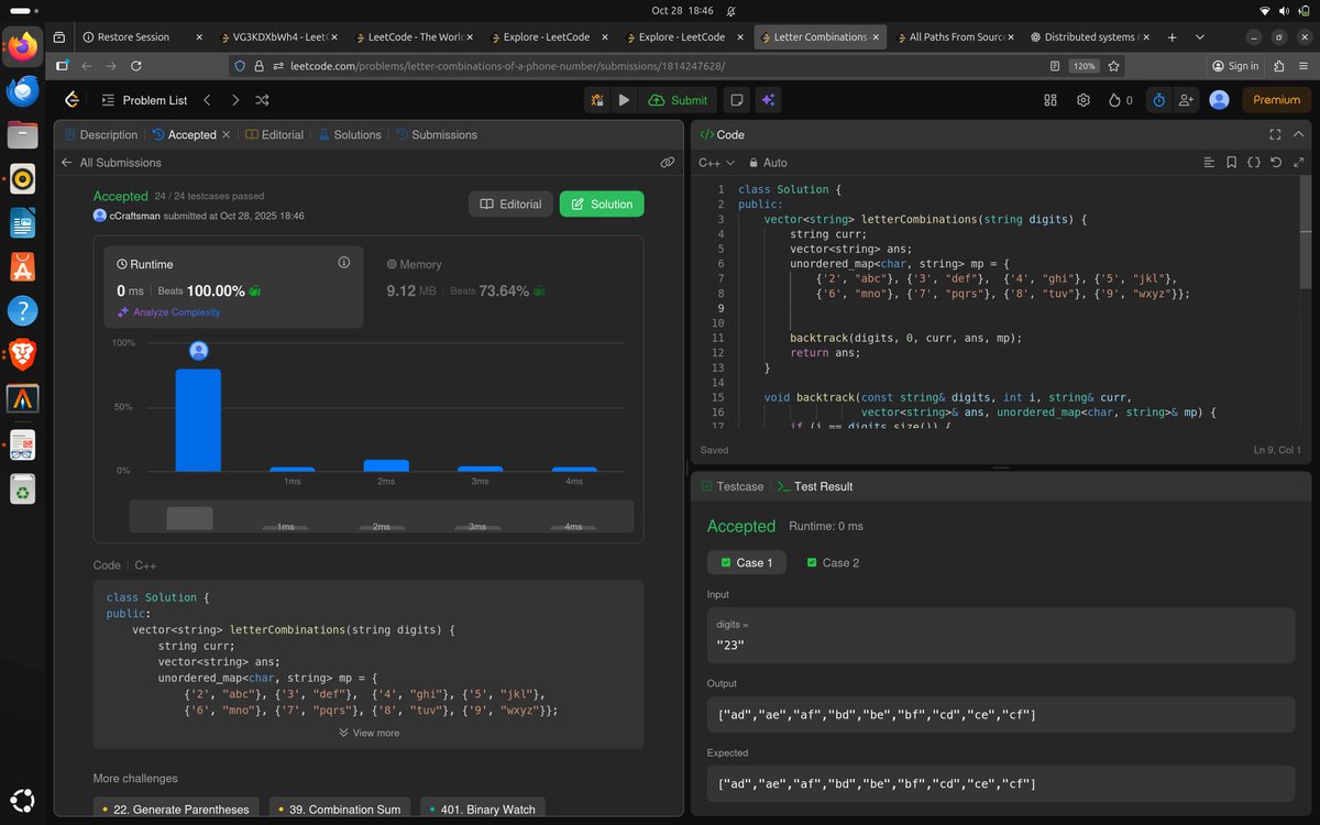 cCraftsman_'s tweet image. day 28; more Backtracking problems, studied AWS
#100DaysOfCoding #DSA #LeetCode