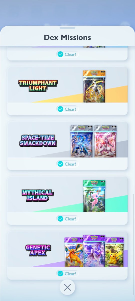 Escheria's tweet photo. Yes!!! As of today I completed all the diamond collections in #PokemonTCGPocket up to the Deluxe Set!

The Deluxe Set is kinda impossible to complete in one go as a F2P xD https://t.co/nxjOQ23gMw