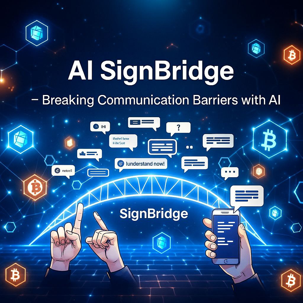 AHassnu84506's tweet image. AI SignBridge uses artificial intelligence to translate sign language in real-time, fostering seamless communication and connection across diverse communities. This innovative technology bridges understanding gaps, making the digital world more accessible and inclusive for…