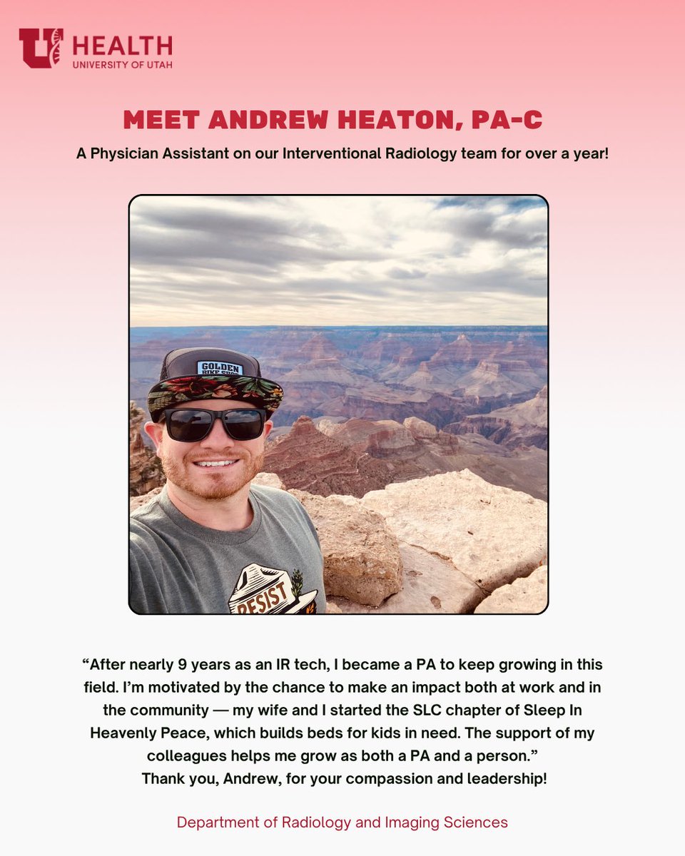 UofURadiology's tweet image. This week we’re celebrating our amazing Advanced Practice Providers — our PAs, RAs &amp;amp; NPs! 💫
They bring expertise, empathy &amp;amp; teamwork to every patient experience in our Department.
Swipe through to read what inspires them in their work! #APPWeek #Radleaders @UofUHealth