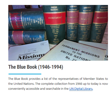 UNLibrary's tweet image. ¿Donde puedo encontrar las ediciones anteriores del “Libro Azul” (blue Book) de las Misiones Permanentes de la @ONU_es ? 

#AskDag: ask.un.org/es/faq/262848