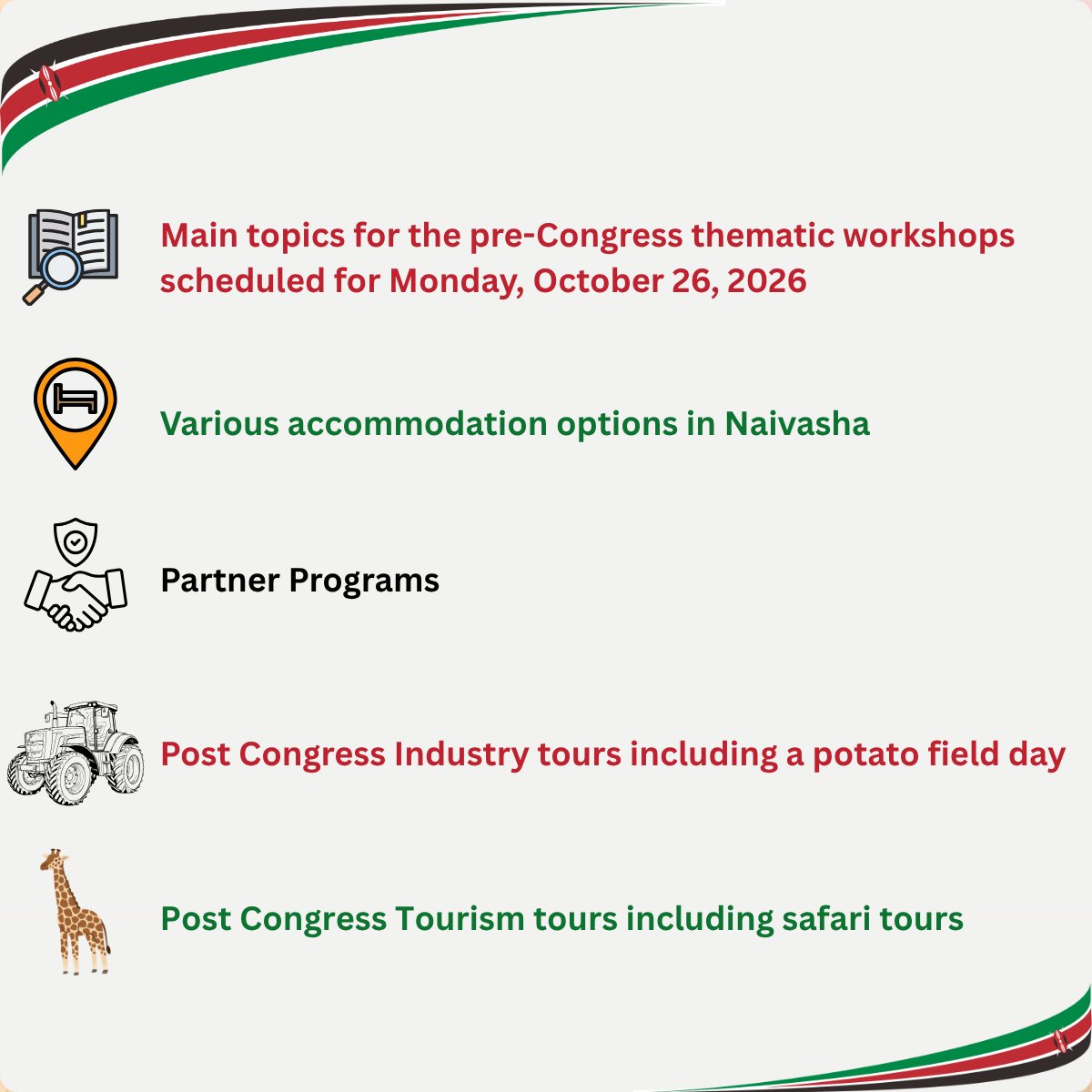 One Year Until We Meet in Kenya! 🗓️

Excitement is building and planning continues apace as we mark one year out from the 13th WPC in beautiful Naivasha, Kenya 🇰🇪

Visit our website for the latest updates
wpc2026kenya.com

Registration will open in November, including: