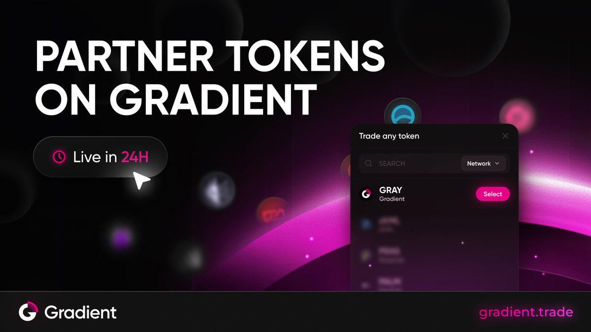 useGradient's tweet image. In less than 24 hours, the Gradient will be joined by partner program tokens. 
To date, $GRAY has been the only publicly tradable pair on the Gradient, generating;
Over $7M of trading volume. 
Multiple 6 figures in user savings. 
Nearly 4,000 trades 
Close to 700 active…