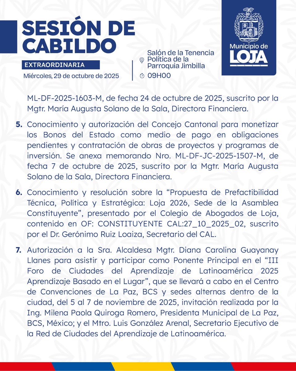 #Atención || Sesión de Cabildo Extraordinaria • Miércoles 29 de octubre.👇