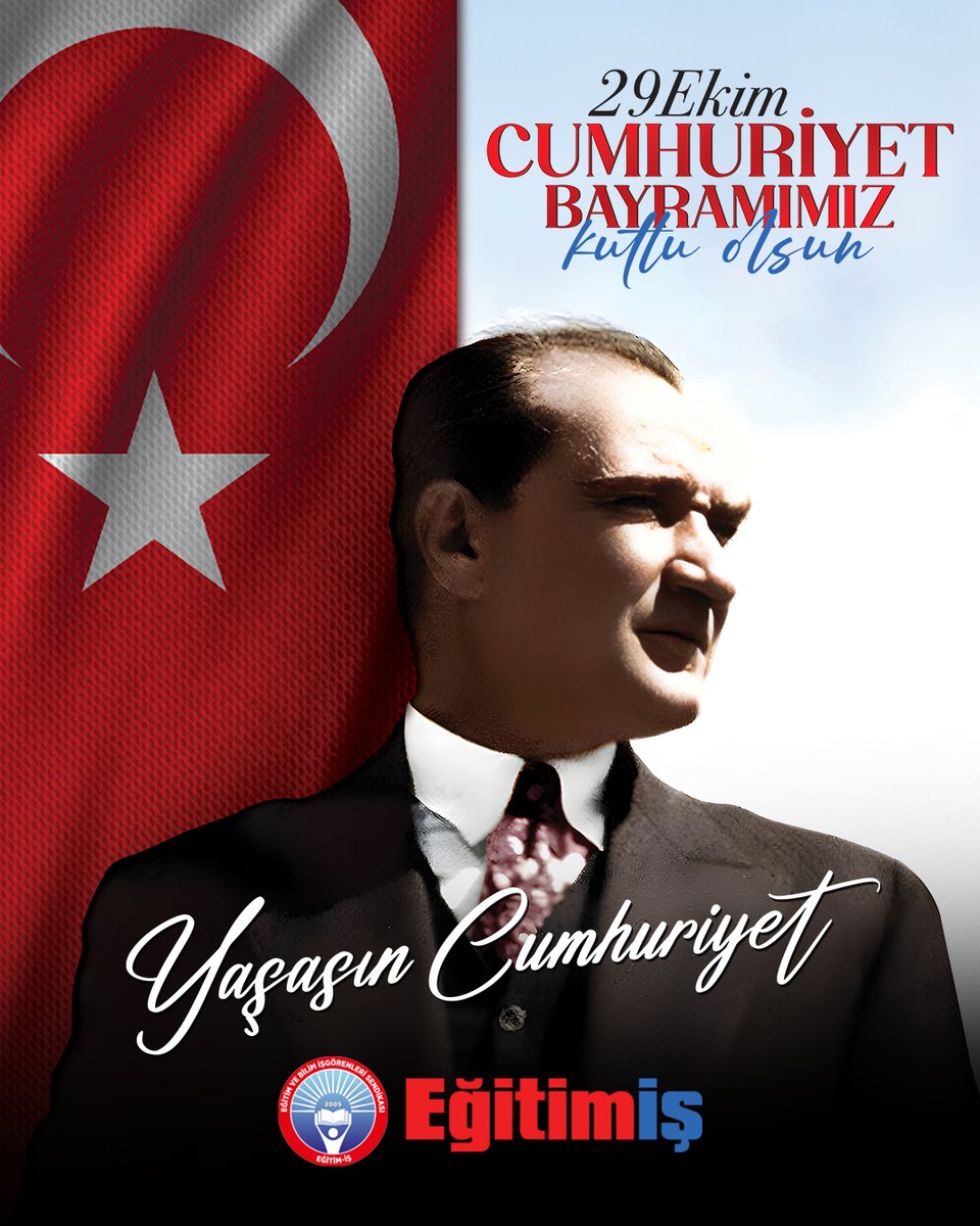 Büyük Önderimiz Mustafa Kemal Atatürk’ün “En büyük eserim” dediği Cumhuriyetimizin 102. yılını aydınlanma ve çağdaşlaşma ilkelerine olan inancımız, ilk ve tek Başöğretmenimiz Atatürk’e duyduğumuz derin saygıyla kutluyoruz.

Türkiye Cumhuriyeti; 102 yıl önce emperyalizme karşı