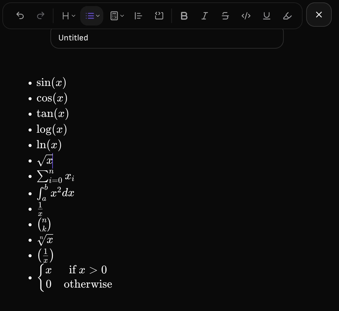 lalein_com's tweet photo. 🧮 New Little Feature Alert!

Notes now support LaTeX — yep, you can finally write equations, formulas, and all that math magic properly.

Should we have added it sooner? Probably.
But hey — better LaTeX than never. 😉

💡 Try it now in Notes https://t.co/beG7deYeAl