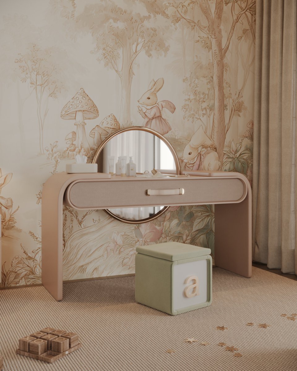 Fairytale_CS's tweet image. 𝑭𝒂𝒊𝒓𝒚 𝑫𝒓𝒆𝒔𝒔𝒊𝒏𝒈 𝑻𝒂𝒃𝒍𝒆 ✨
The perfect round mirror placed on the back of the table is the main feature of the piece, giving a sweet charm to the decoration.

#fairytale #creatingstories #fairytalecreatingstories
#interiordesign #luxuryfurniture #kidsfurniture