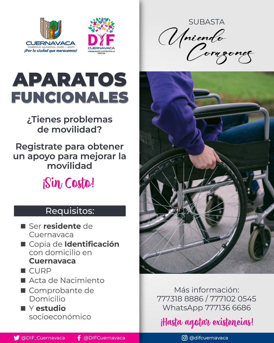 vida_politica's tweet image. TIENES PROBLEMAS DE MOVILIDAD?, EL #DIFCUERNAVACA TE APOYA. !INSCRÍBETE YA!…

#SIGUENOSYCOMPARTE
#JoseLuisUriostegui
#DIFCuernavaca
#Cuernavaca