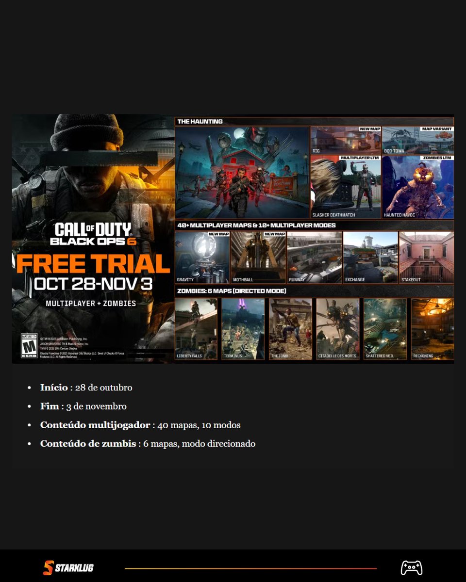 A Activision anunciou um novo período de teste gratuito para Call of Duty: Black Ops 6, que começará em 28 de outubro e seguirá até 4 de novembro de 2025.

A data coincide exatamente com o início da Temporada 1 de Battlefield 6, o que reforça a percepção de que a empresa está