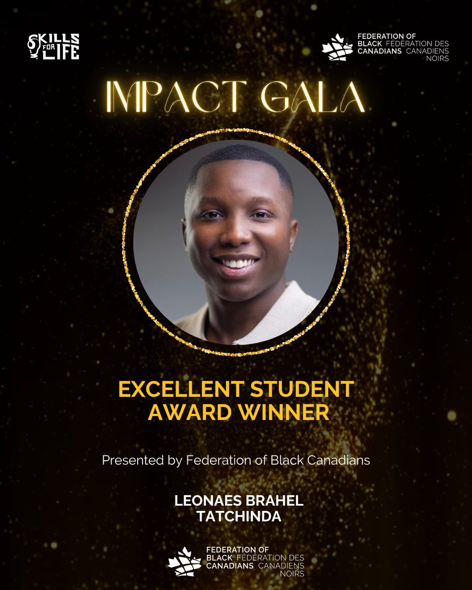 Congratulations to Leonaes Brahel Tatchinda, recipient of the Excellent Student Award, proudly sponsored by the Federation of Black Canadians! 🏆
 
#ImpactGala2025 #ExcellentStudentAward #BlackExcellence