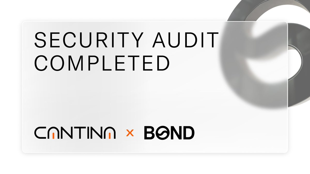 A new high-touch smart contract audit: <a href="/joinbond/">Bond</a> x <a href="/cantinaxyz/">Cantina 🪐</a>

Cantina reviewed Bond's Artist Token contracts, infrastructure enabling onchain vault integration, yield redemptions, and fan-artist economic alignment.

A pleasure collaborating to secure the future of creator-owned