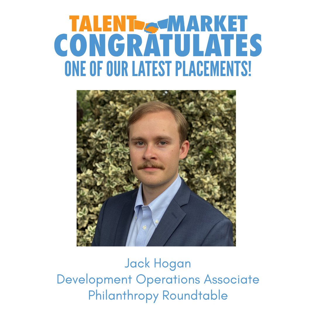 TalentMarket's tweet image. 🎉🎉 Congrats to another recent Talent Market placement, Jack Hogan, for joining @PhilanthropyRnd as their new Development Operations Associate! 🎉🎉 #talentmarketplacement #libertyjob