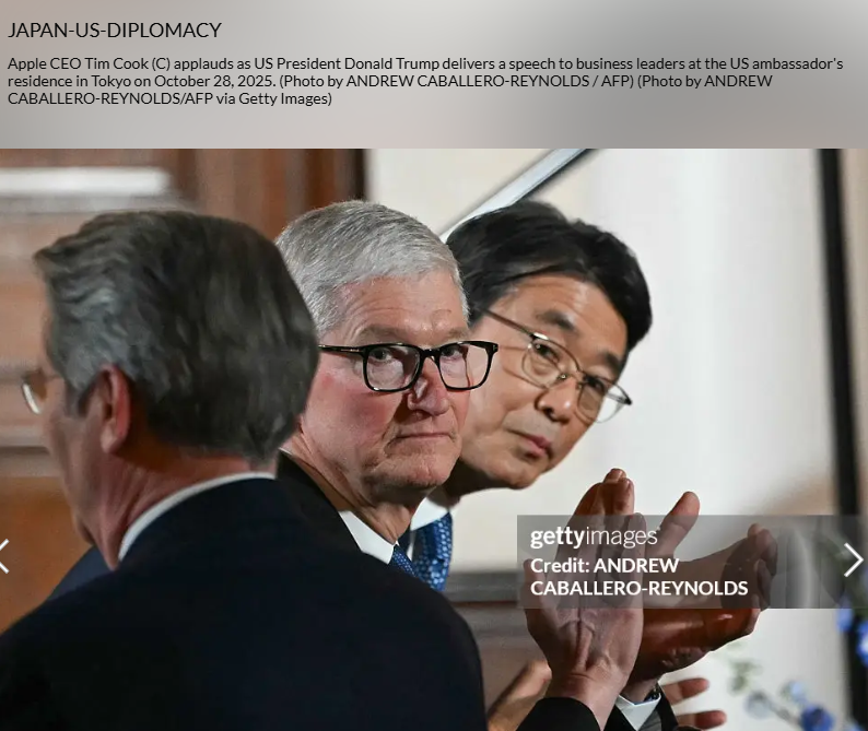 Why does Tim Cook show up literally everywhere that Trump goes? He was right behind the Trump family at his inauguration, among the guests at the state banquet at Windsor Castle, and he's been at the WH numerous times in the last 10 months.