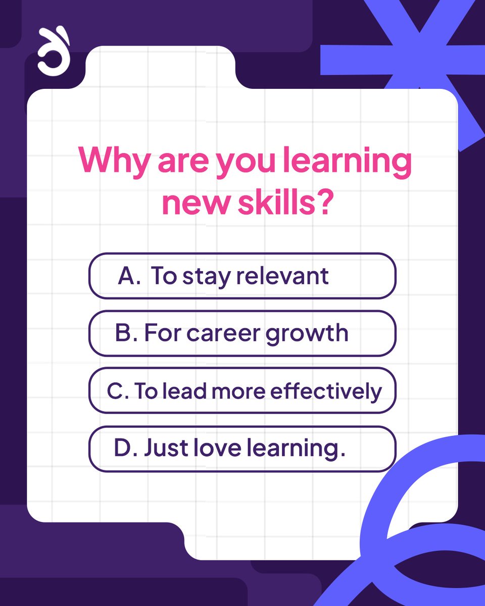 ReallyGreatTech's tweet image. What&apos;s fueling your quest for new skills—staying in the game, leveling up your career, sharpening your leadership, or just the thrill of discovery? 

Drop your vote and share your story below! 📚🌟 
#LifelongLearning #SkillBuilding #ProfessionalGrowth