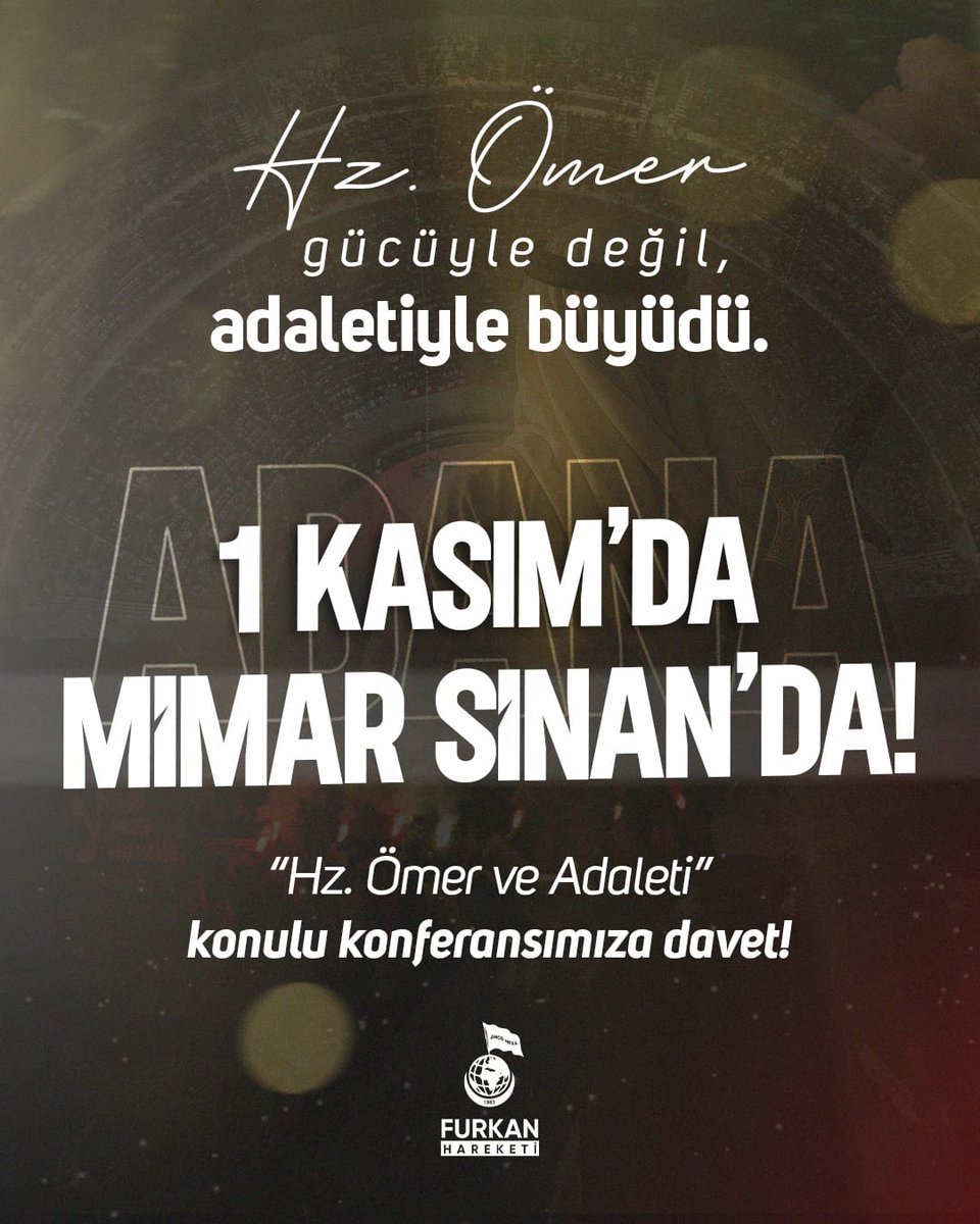 Hz Ömer'in adaletini konuşacağımiz bu programa tüm kardeşlerimizi bekliyoruz 

1Kasımda MimarSinanda
#AdanadaBüyükBuluşma