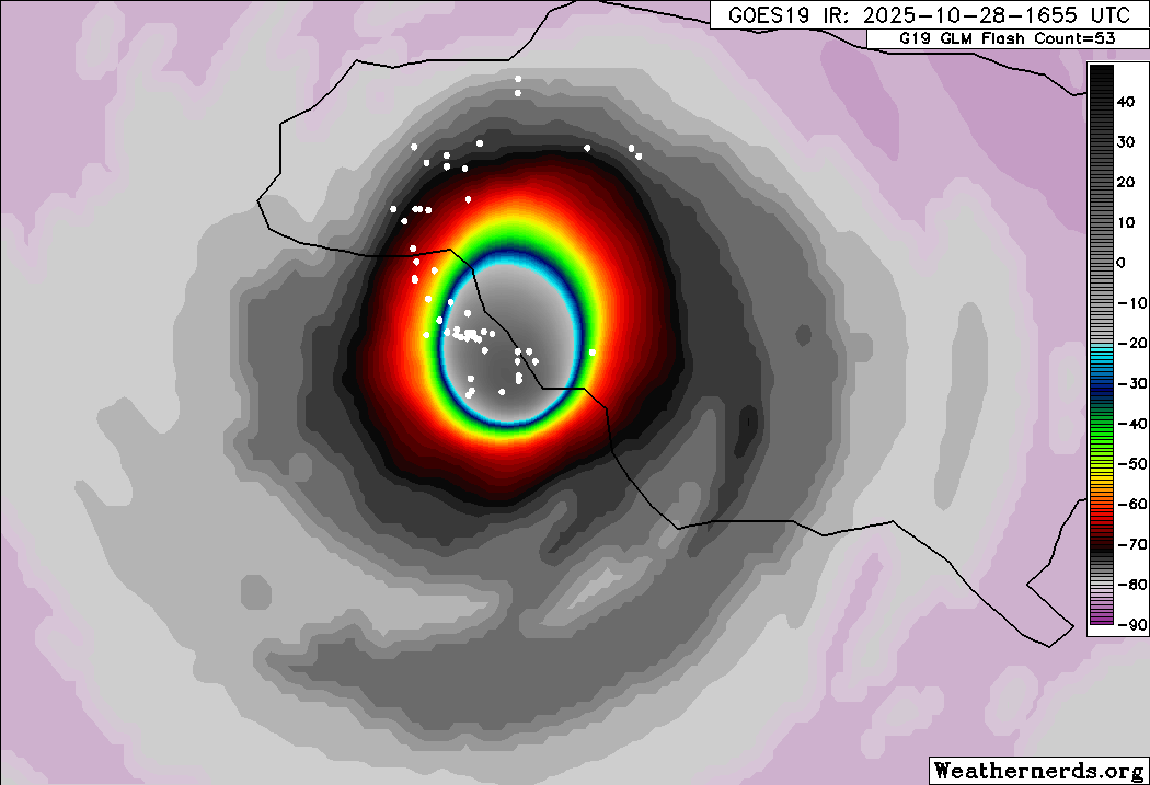 CycloforumsPR's tweet photo. [Huracán Melissa 1 PM]
Melissa ha tocado tierra en el suroeste de Jamaica cerca de New Hope con vientos máximos sostenidos estimados de 185 mph (295 km/h) y una presión central mínima estimada de 892 mb (26.34 pulgadas). 

Les dijimos hace varios días que este ciclón causaría frustración por lo difícil que sería pronosticar su trayectoria y su intensidad; nada más lejos de la verdad.

Desde su presión barométrica extremadamente baja, sus  vientos máximos extremadamente altos, los récords batidos en la presentación satelital, como la temperatura de su ojo, el haber mantenido la intensidad sin pasar por el proceso de reemplazo de la pared de su ojo (ERC) y que impacte tierra sin haberse debilitado.

Melissa tiene su lugar asegurado en los libros meteorológicos, y sinceramente ojalá y solo sea por todo lo anterior, porque falta lo más importante, que no se gane la distinción por haber causado numerosas muertes ni daños a la infraestructura de los países que están su su ruta.  

Oraciones.🙏
ADM/LMR