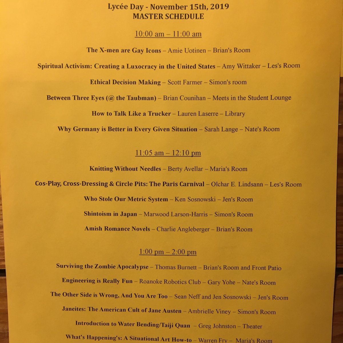 CommunityHS's tweet image. Today we&apos;re going to take a little trip back to our Fall 2019 Lycée Day. Which of these classes would you have chosen to attend? It&apos;s not too late to teach a class: tinyurl.com/chslyceeday.