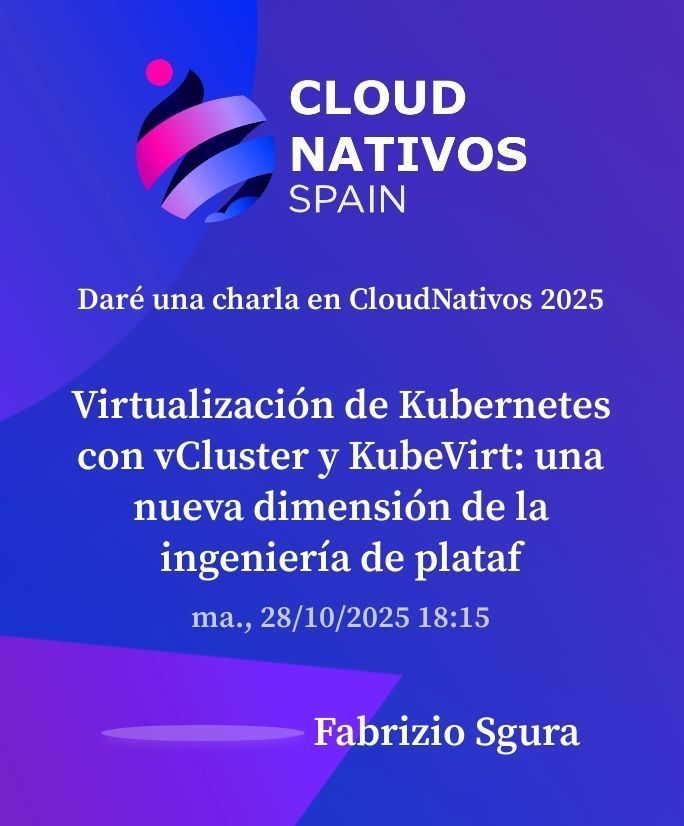 cloudnativos's tweet image. En nada comenzamos con la charla de @FabrizioVeritas: ‘Virtualización de Kubernetes con vCluster y KubeVirt: una nueva dimensión de la ingeniería de plataforma’

#k8s #kubernetes #vcluster #kubevirt #cloudnativos