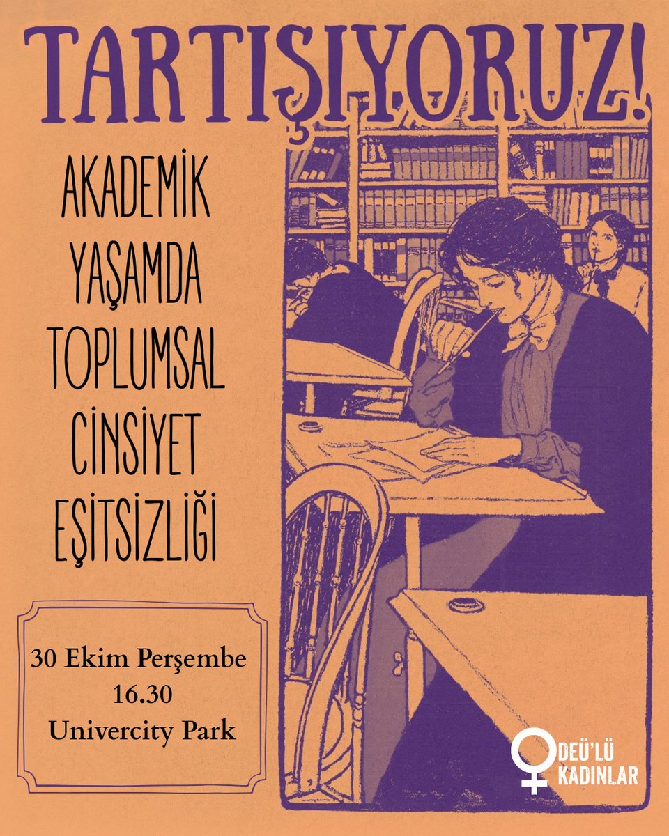 Akademik yaşamdaki toplumsal cinsiyet eşitsizliği üzerine konuşup, tartışacağımız etkinliğimize tüm kadın sıra arkadaşlarımızı bekliyoruz.💜